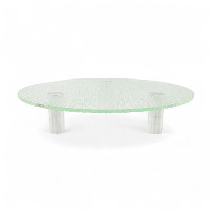 Textured Glass Round Decorative Serving Stand – Multipurpose Display Tray for Home, Kitchen, Vanity & Retail Use - Damoo
