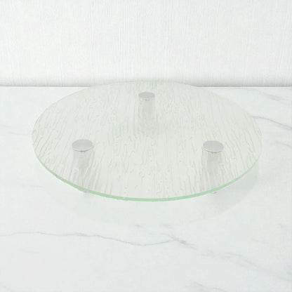 Textured Glass Round Decorative Serving Stand – Multipurpose Display Tray for Home, Kitchen, Vanity & Retail Use - Damoo