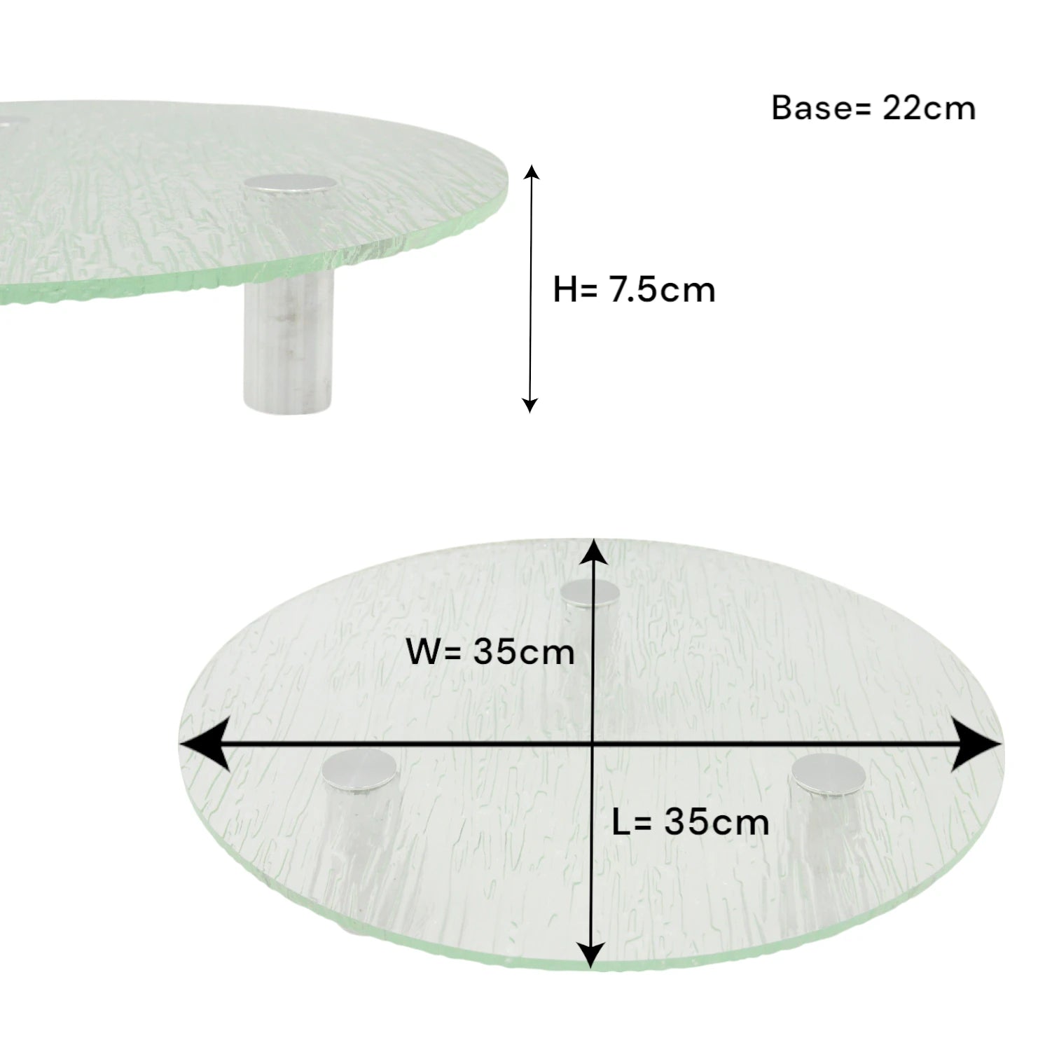 Textured Glass Round Decorative Serving Stand – Multipurpose Display Tray for Home, Kitchen, Vanity & Retail Use - Damoo