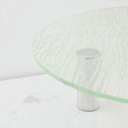 Textured Glass Round Decorative Serving Stand – Multipurpose Display Tray for Home, Kitchen, Vanity & Retail Use - Damoo