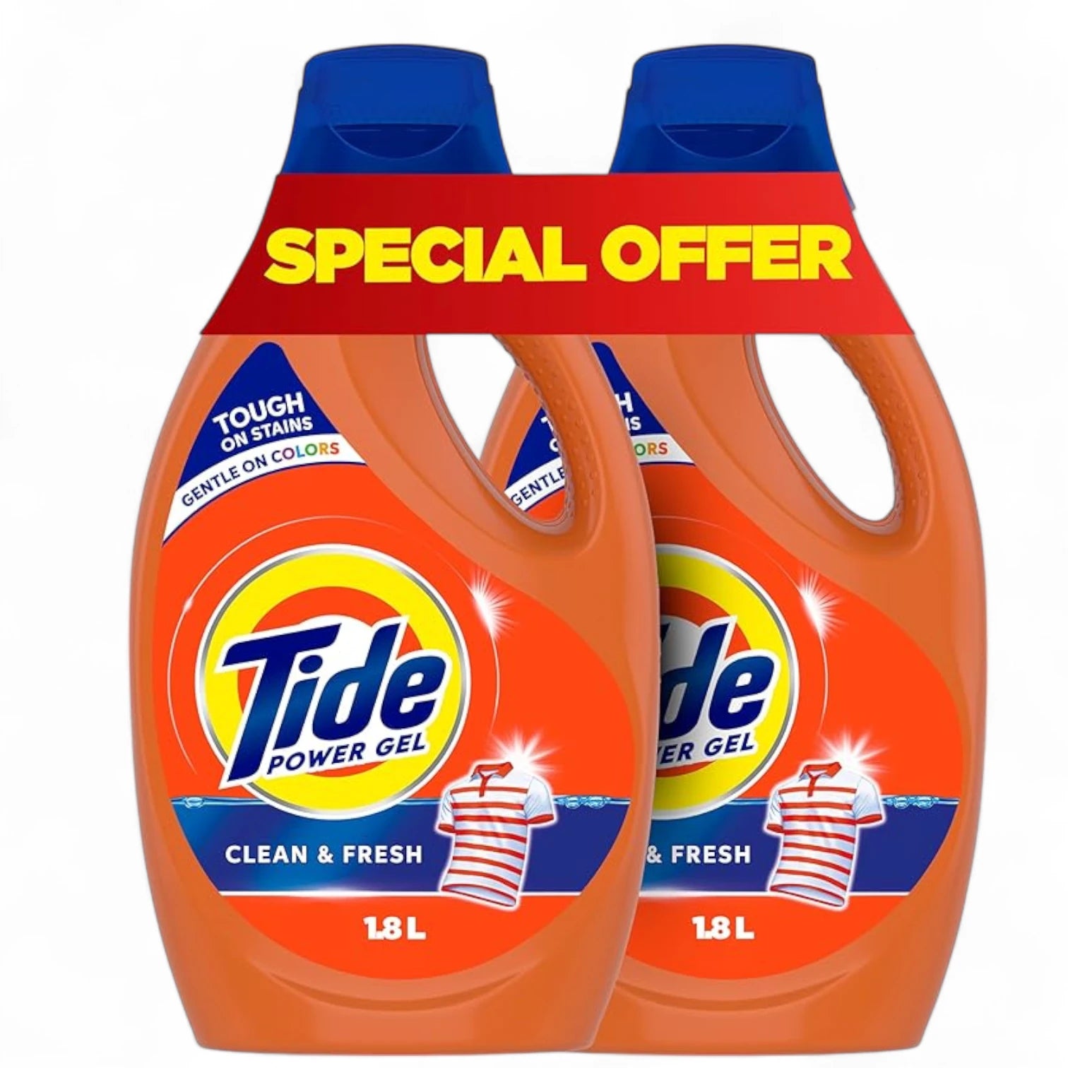 Tide Clean & Fresh Power Gel Laundry Detergent – Morning Fresh Scent, 1.8L x 2 (3.6L Total) | Concentrated Gel for Bright Whites & Colors - Damoo