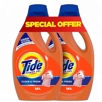 Tide Clean & Fresh Power Gel Laundry Detergent – Morning Fresh Scent, 1.8L x 2 (3.6L Total) | Concentrated Gel for Bright Whites & Colors - Damoo