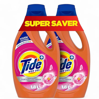 Tide Power Gel Laundry Detergent – Floral Breeze Scent, 2 x 1.8L (3.6L Total) | Tough Stain Removal & Long-Lasting Freshness - Damoo
