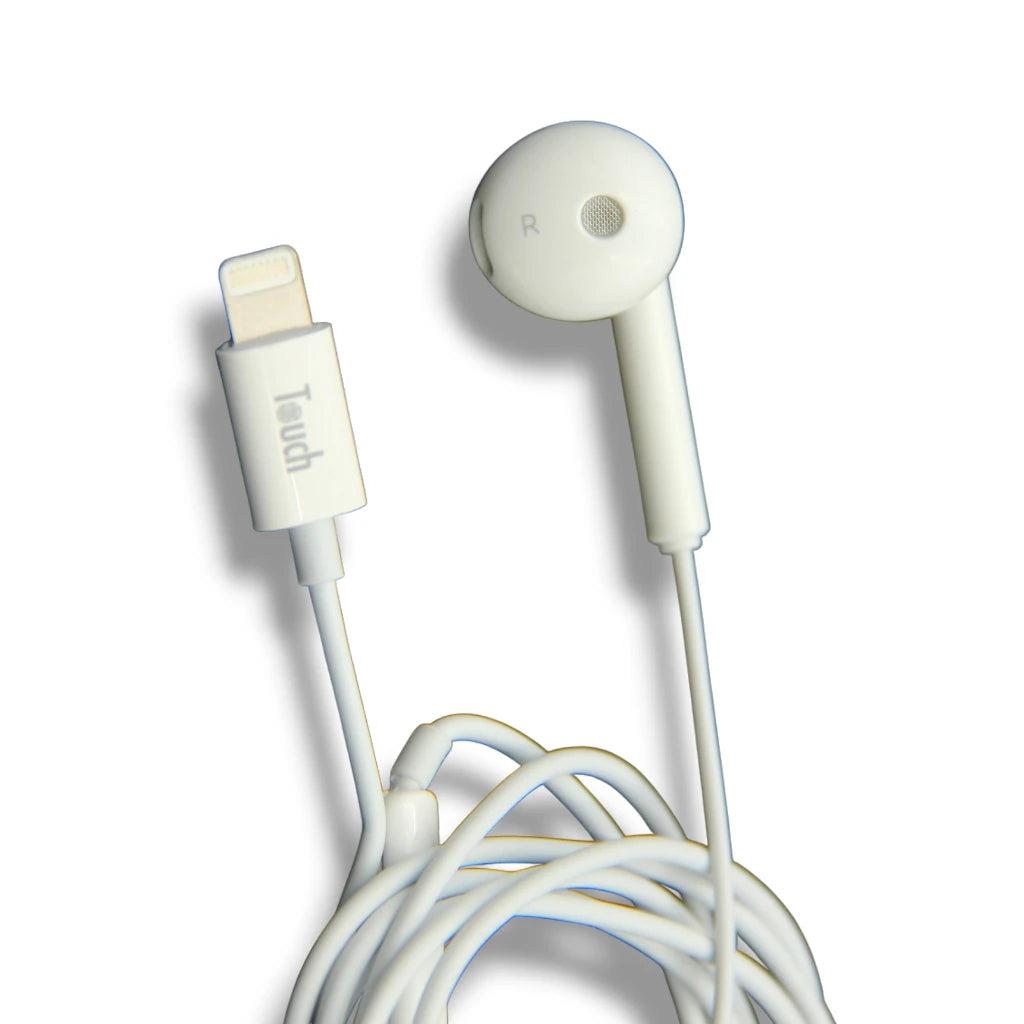 Touch Wired Earphone Hi-Fi Sound Audio with Lightning Connector – Ear Wired Mono Earphone with Mic, Deep Bass, 1.2m Braided Cable, 14mm Speaker Size for iPhone - Damoo