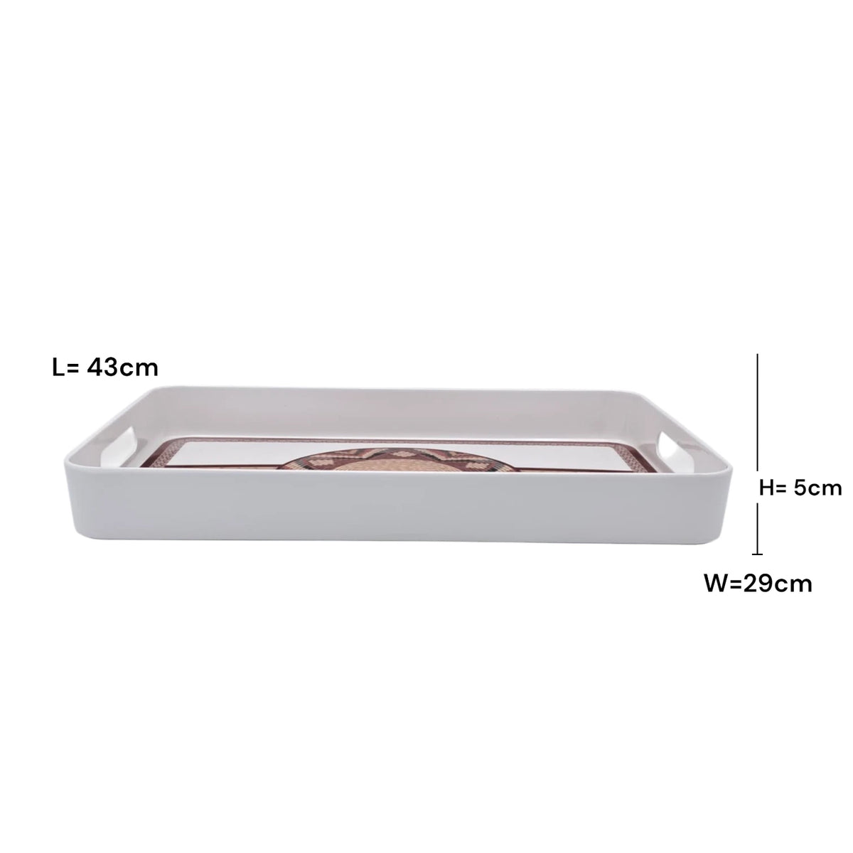 Traditional Arabic Pattern Serving Tray with Built-In Handles – Rectangular Decorative Serving Tray for Tea, Coffee, Snacks & Home Décor (5H x 43L x 29W CM)