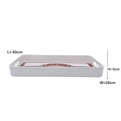 Traditional Arabic Pattern Serving Tray with Built-In Handles – Rectangular Decorative Serving Tray for Tea, Coffee, Snacks & Home Décor (5H x 43L x 29W CM)