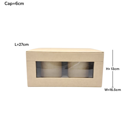 Luxury Faux Leather Mabkhara & Bakhoor Storage Box Set with Glass Front Display, Stainless Steel Incense Burner Cup and Covered Bakhoor Container, Home Majlis Ramadan Gift Set, Available in Multiple Colors (13H x 27L × 16.5W CM)