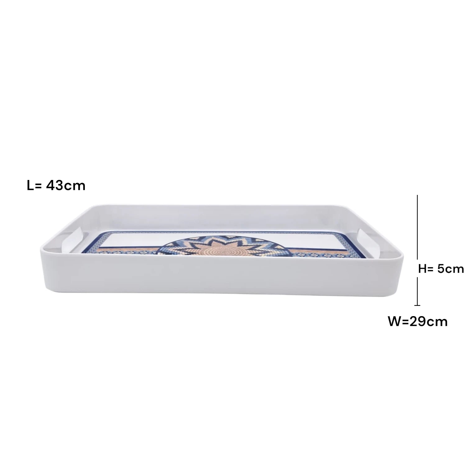 Traditional Arabic Pattern Serving Tray with Built-In Handles – Rectangular Decorative Serving Tray for Tea, Coffee, Snacks & Home Décor (5H x 43L x 29W CM)