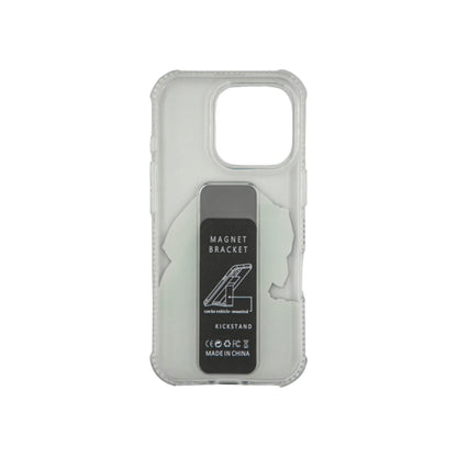 Transparent Back Support iPhone Case with Kickstand – Featuring His Highness Sheikh Mohamed bin Zayed Portrait – Shockproof Protective Cover with Built-in Stand - Damoo