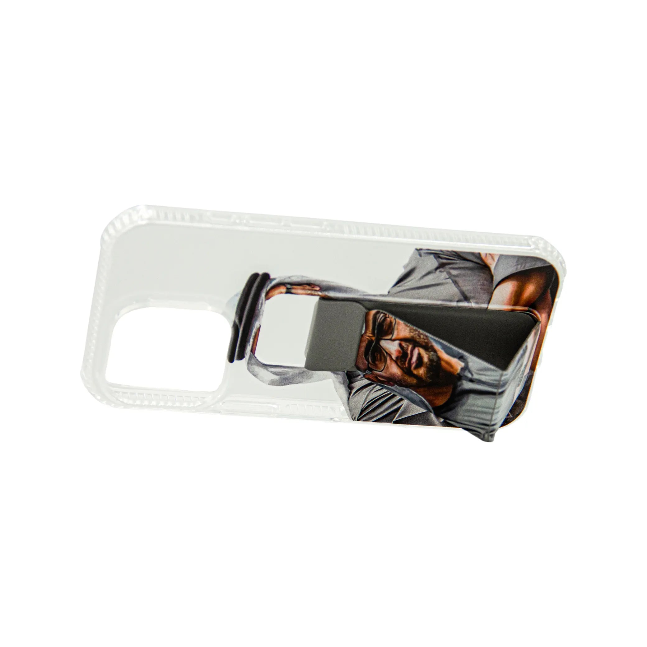Transparent Back Support iPhone Case with Kickstand – Featuring His Highness Sheikh Mohamed bin Zayed Portrait – Shockproof Protective Cover with Built-in Stand - Damoo