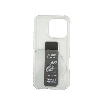 Transparent Back Support iPhone Case with Kickstand – Featuring Sheikh Zayed bin Sultan Portrait – Shockproof Protective Cover with Built-in Stand - Damoo
