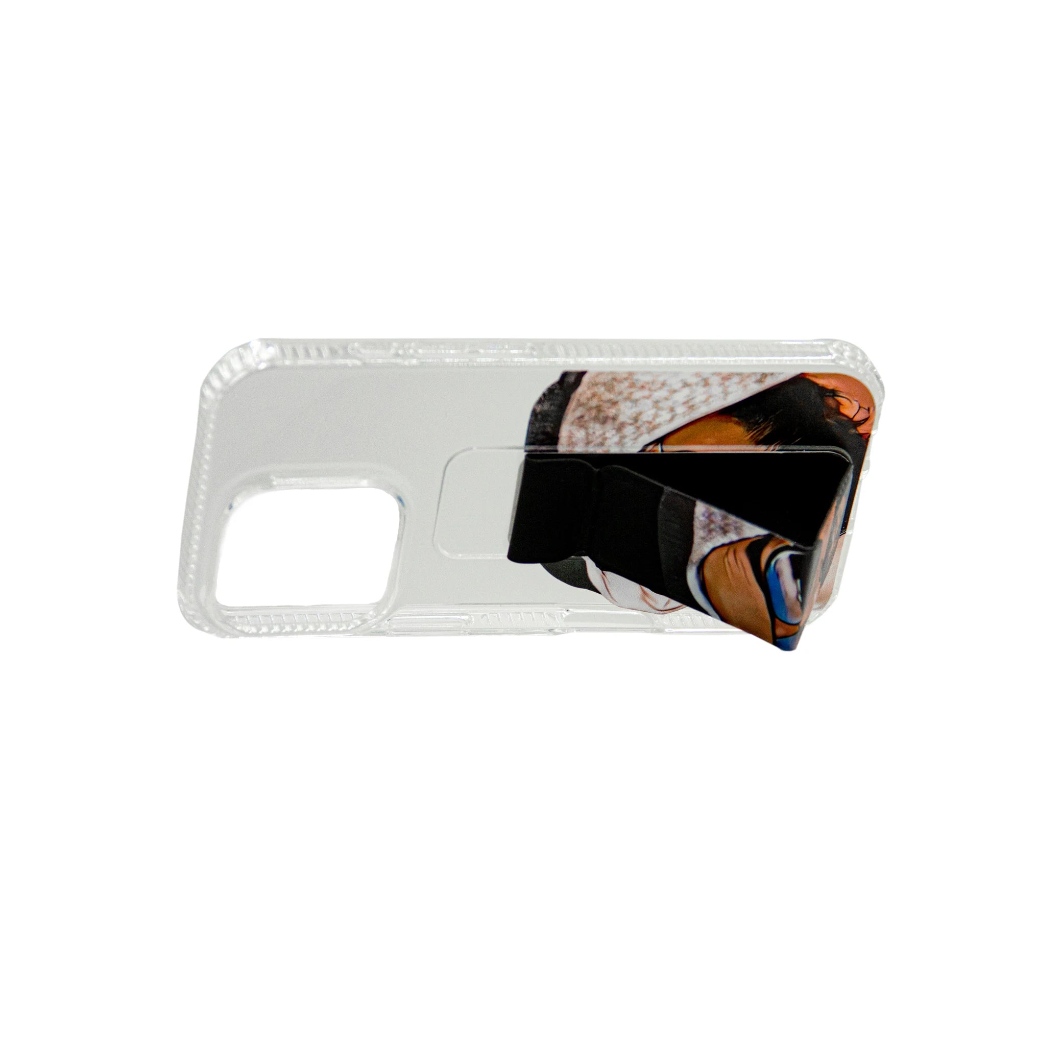 Transparent Back Support iPhone Case with Kickstand – Featuring Sheikh Zayed bin Sultan Portrait – Shockproof Protective Cover with Built-in Stand - Damoo