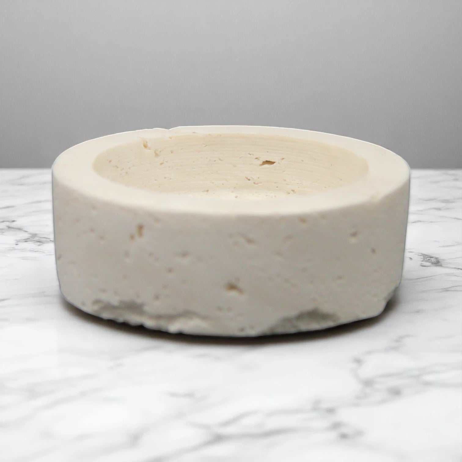 Travertine Decorative & Serving Bowl – Natural Stone Bowl for Food, Pets, Jewelry, or Keys – Heavyweight, Non-Slip, Aesthetic Home Accent - Damoo
