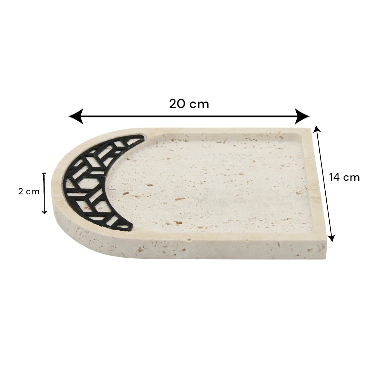 Travertine Stone Tray with Black Geometric Inlay | Luxury Decorative Tray for Vanity, Coffee Table & Serving - Damoo