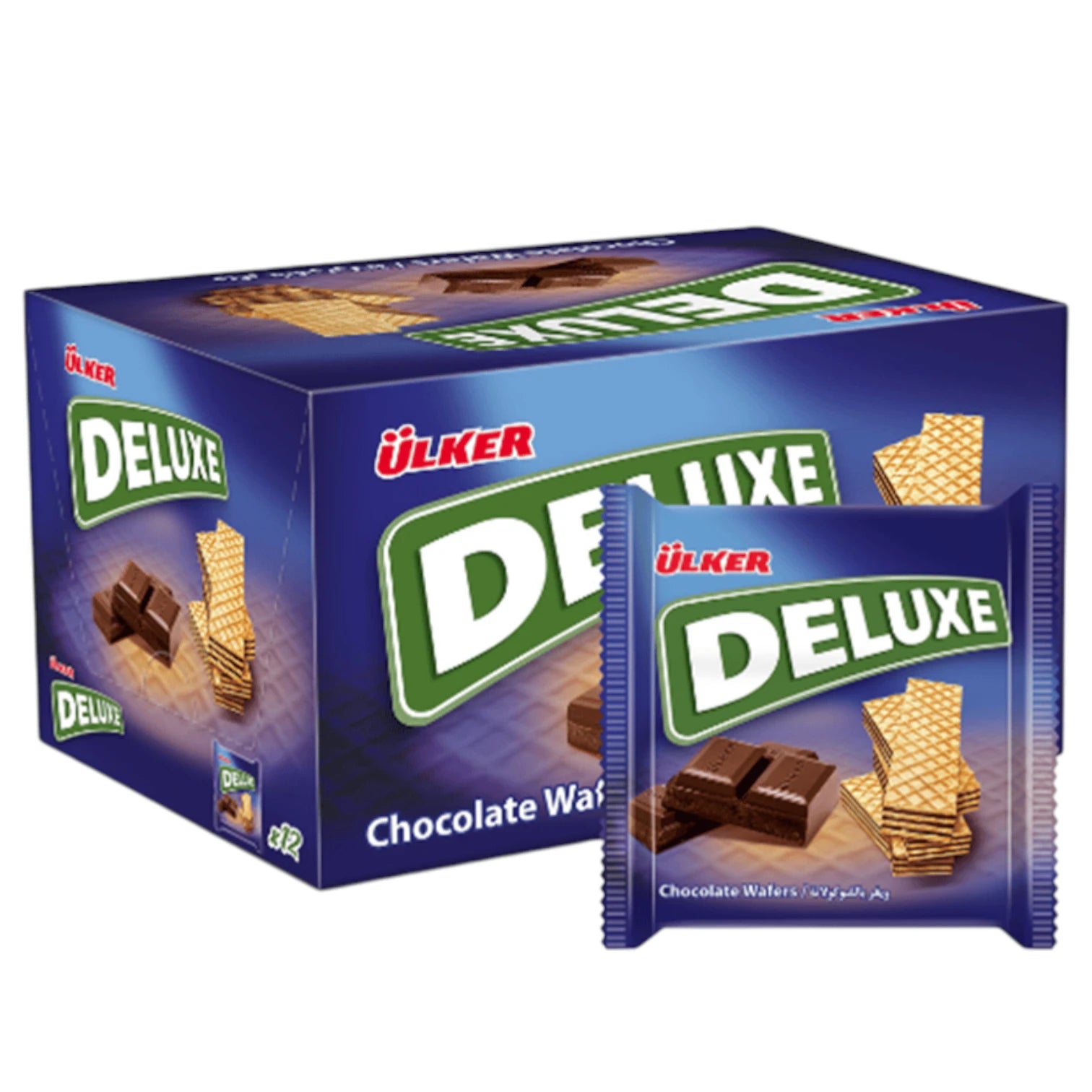 Ulker Deluxe Chocolate Wafers – Box of 12 x 40g – Rich Creamy Layers, Crispy Texture – Individually Wrapped for Freshness & On-the-Go Snacking - Damoo