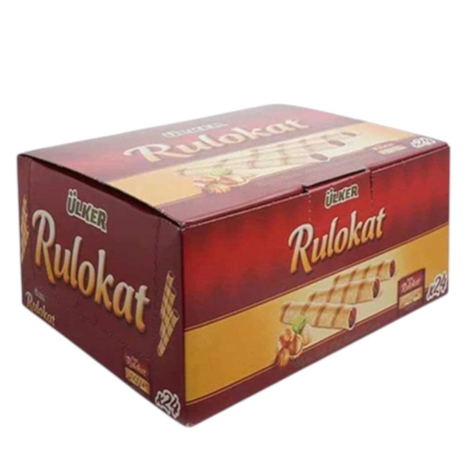 Ülker Rulokat Wafer Rolls with Hazelnut Cream – 24 x 24g Value Pack | Crispy Wafer Filled with Rich Hazelnut | Sweet Snack Treat | Great Value Offer with 15% Off - Damoo