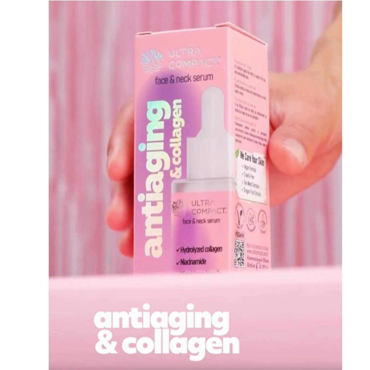 Ultra Compact Anti-Aging Face & Neck Serum | With Hydrolyzed Collagen & Niacinamide | Lifting, Firming & Wrinkle Reduction – 30ml | Vegan & Cruelty-Free - Damoo