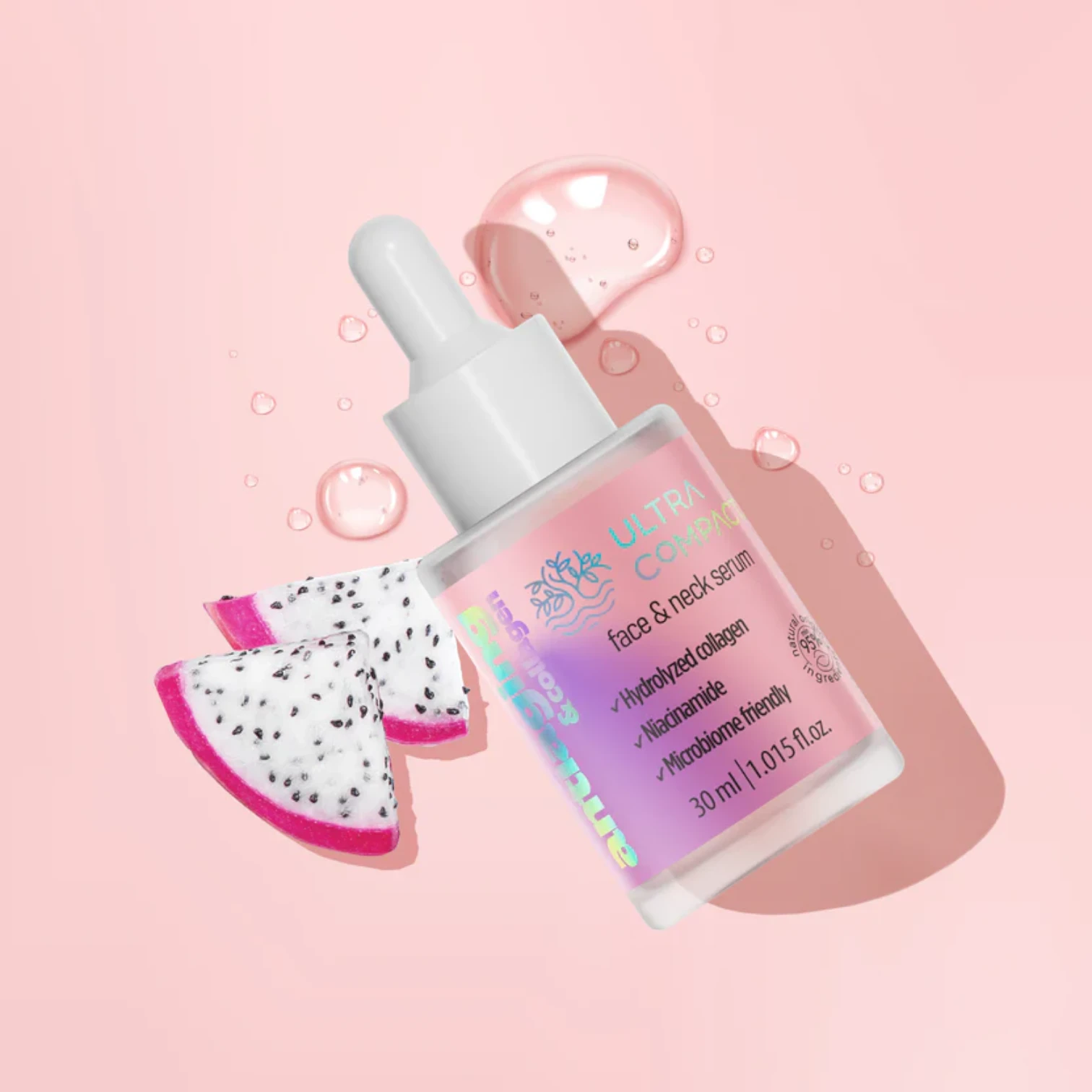 Ultra Compact Anti-Aging Face & Neck Serum | With Hydrolyzed Collagen & Niacinamide | Lifting, Firming & Wrinkle Reduction – 30ml | Vegan & Cruelty-Free - Damoo