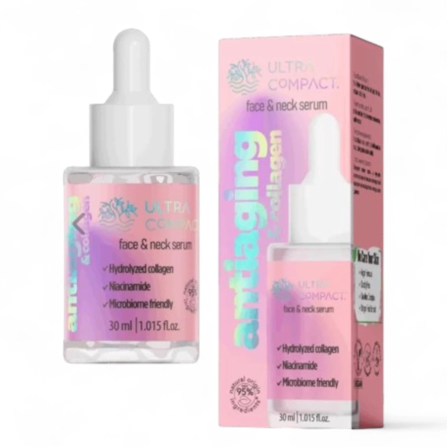 Ultra Compact Anti-Aging Face & Neck Serum | With Hydrolyzed Collagen & Niacinamide | Lifting, Firming & Wrinkle Reduction – 30ml | Vegan & Cruelty-Free - Damoo
