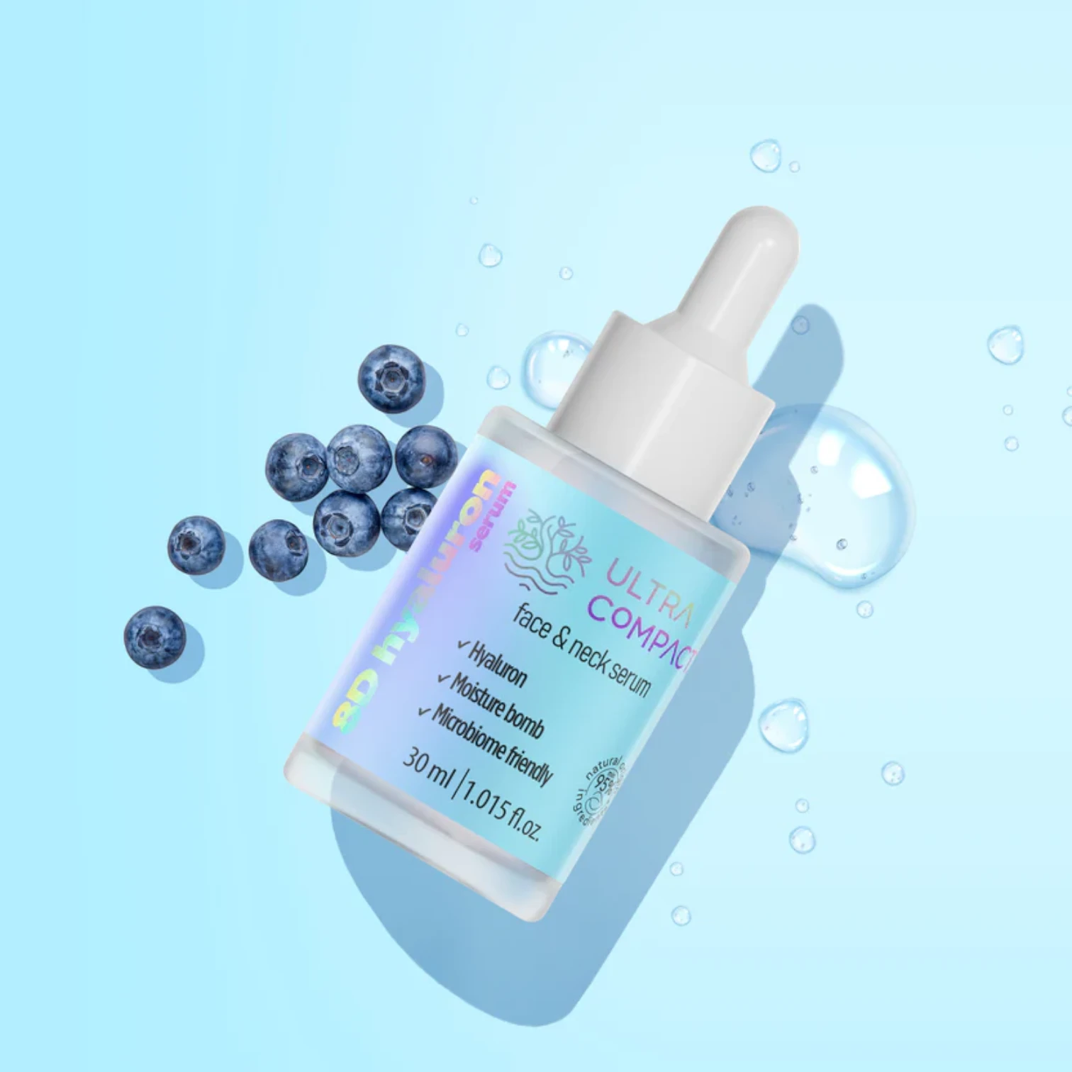 Ultra Compact Face & Neck Serum with 8D Hyaluronic Acid | Deep Hydration, Elasticity Boost & Radiant Glow | Vegan, Cruelty-Free, Microbiome-Friendly – 30ml - Damoo