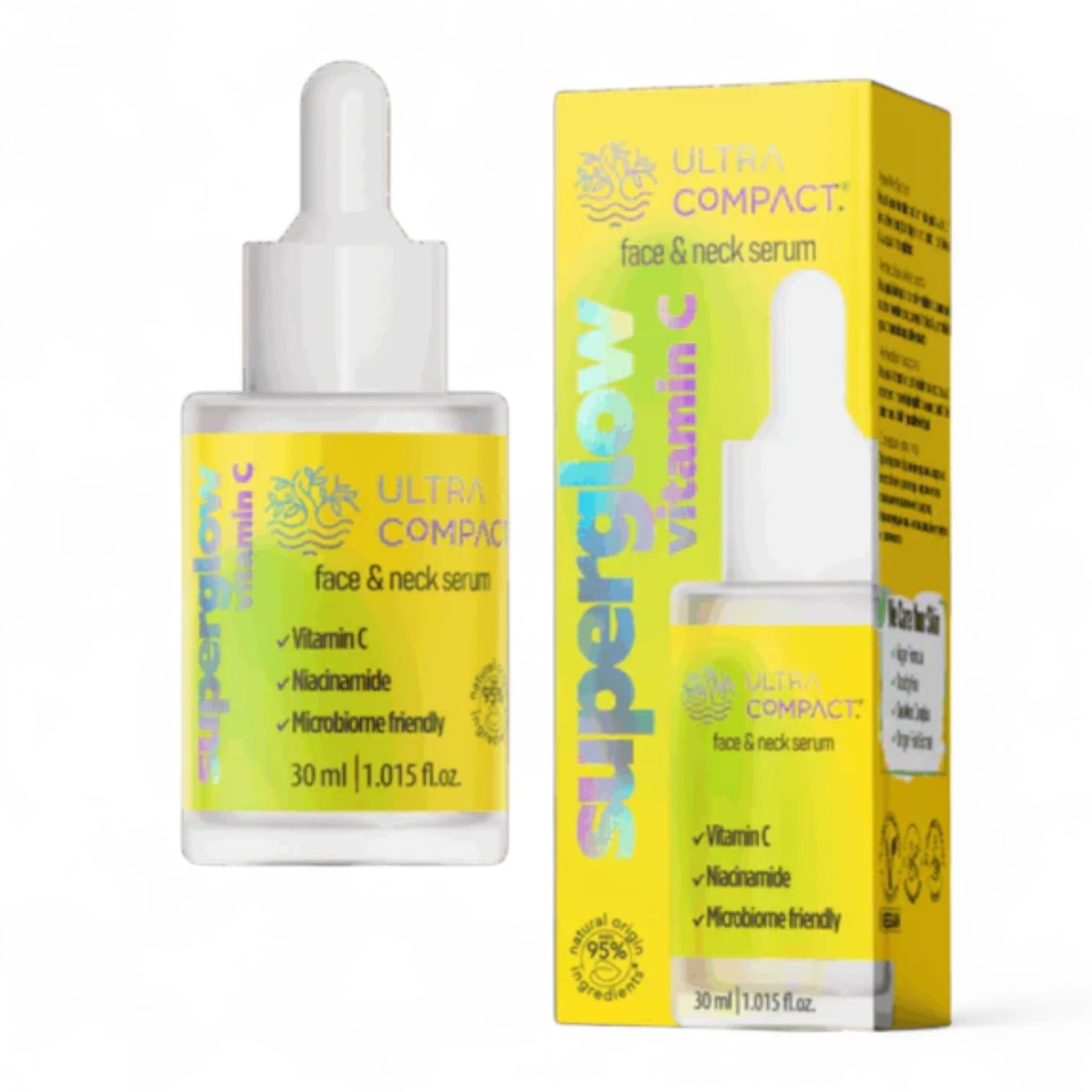 Ultra Compact Vitamin C Face & Neck Serum | Brightening with Niacinamide & Antioxidants | Microbiome-Friendly, Vegan & Cruelty-Free – 30ml - Damoo