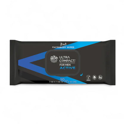 Ultra Compact 2-in-1 Face & Body Wipes for Men – 40 PCS | Extra Thick, Alcohol-Free, Aloe Vera & Vitamin E, On-the-Go Cleansing - Damoo