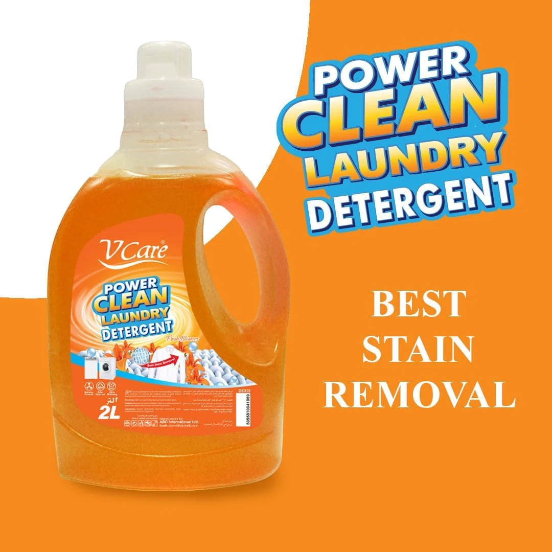 V Care Laundry Detergent Liquid 2L – Fresh Blossom Scent | Advanced Stain Removal & Long-Lasting Freshness | Suitable for All Washing Machines - Damoo