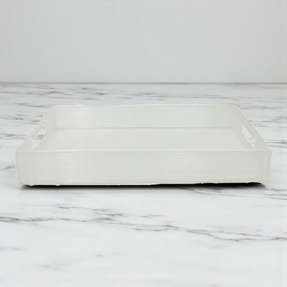 Vague Clear Acrylic Rectangular Serving Tray with Handles – Minimalist Organizer Tray for Home, Office, Kitchen & Events - Damoo