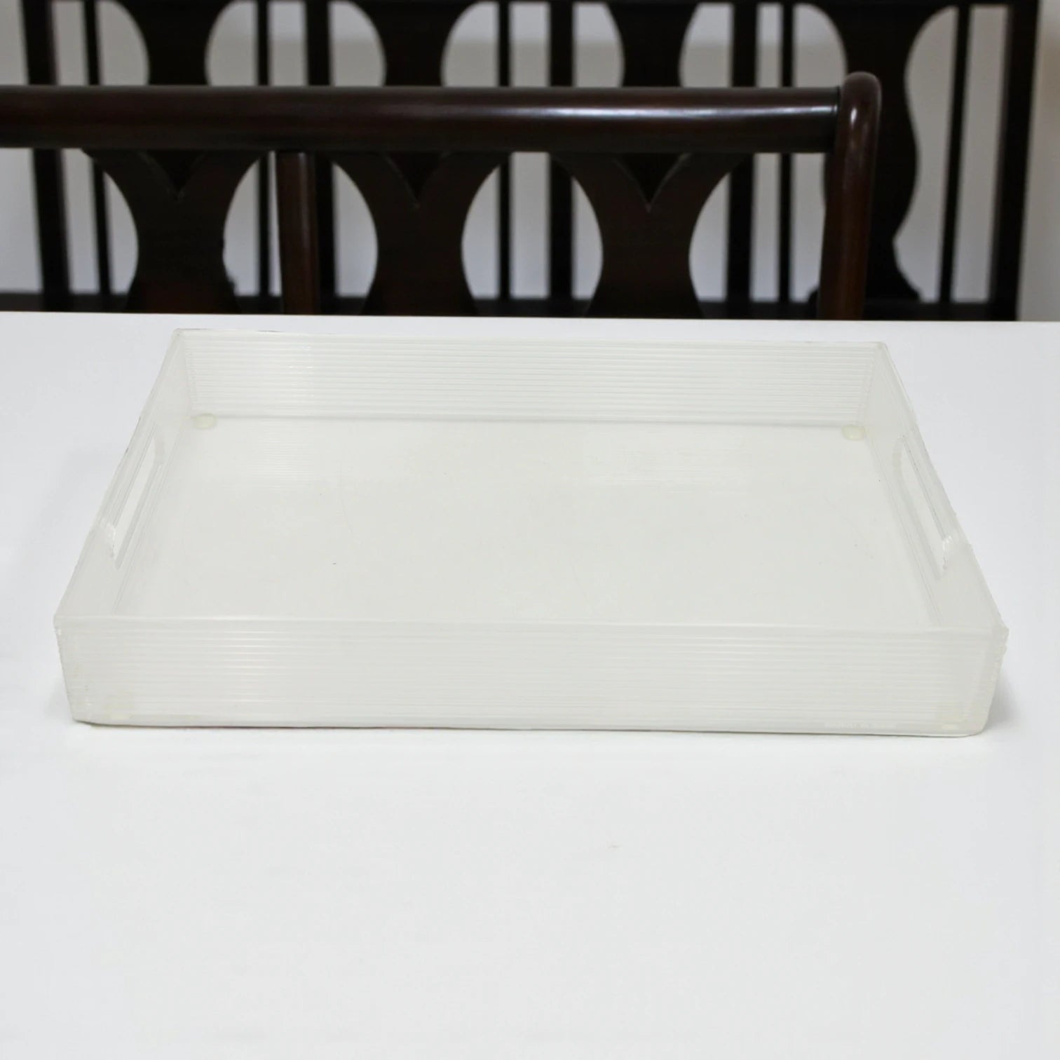 Vague Clear Acrylic Rectangular Serving Tray with Handles – Minimalist Organizer Tray for Home, Office, Kitchen & Events - Damoo