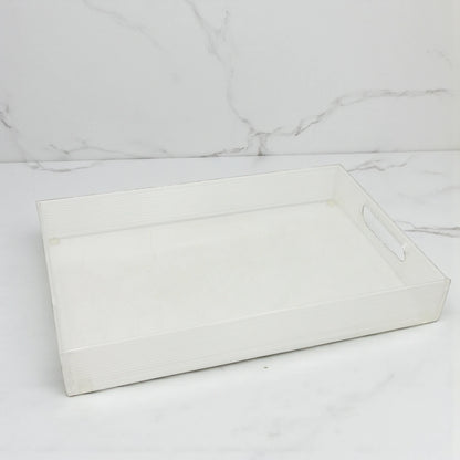 Vague Clear Acrylic Rectangular Serving Tray with Handles – Minimalist Organizer Tray for Home, Office, Kitchen & Events - Damoo