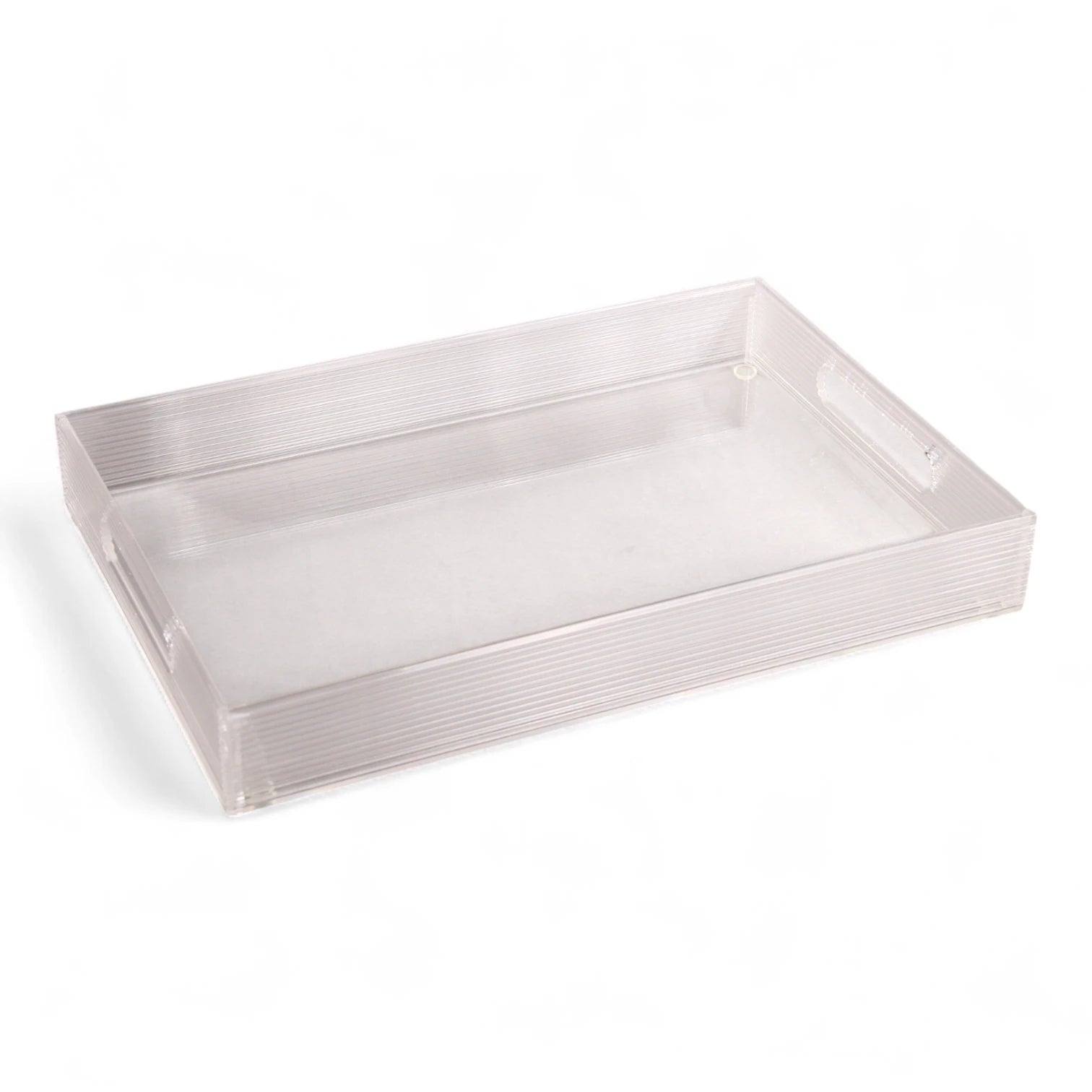 Vague Clear Acrylic Rectangular Serving Tray with Handles – Minimalist Organizer Tray for Home, Office, Kitchen & Events - Damoo