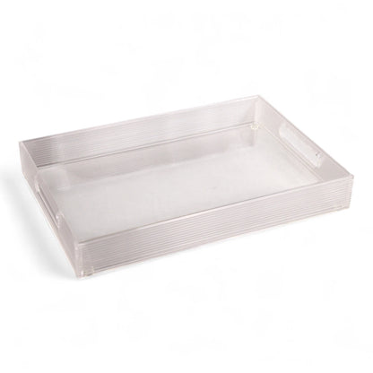 Vague Clear Acrylic Rectangular Serving Tray with Handles – Minimalist Organizer Tray for Home, Office, Kitchen & Events - Damoo