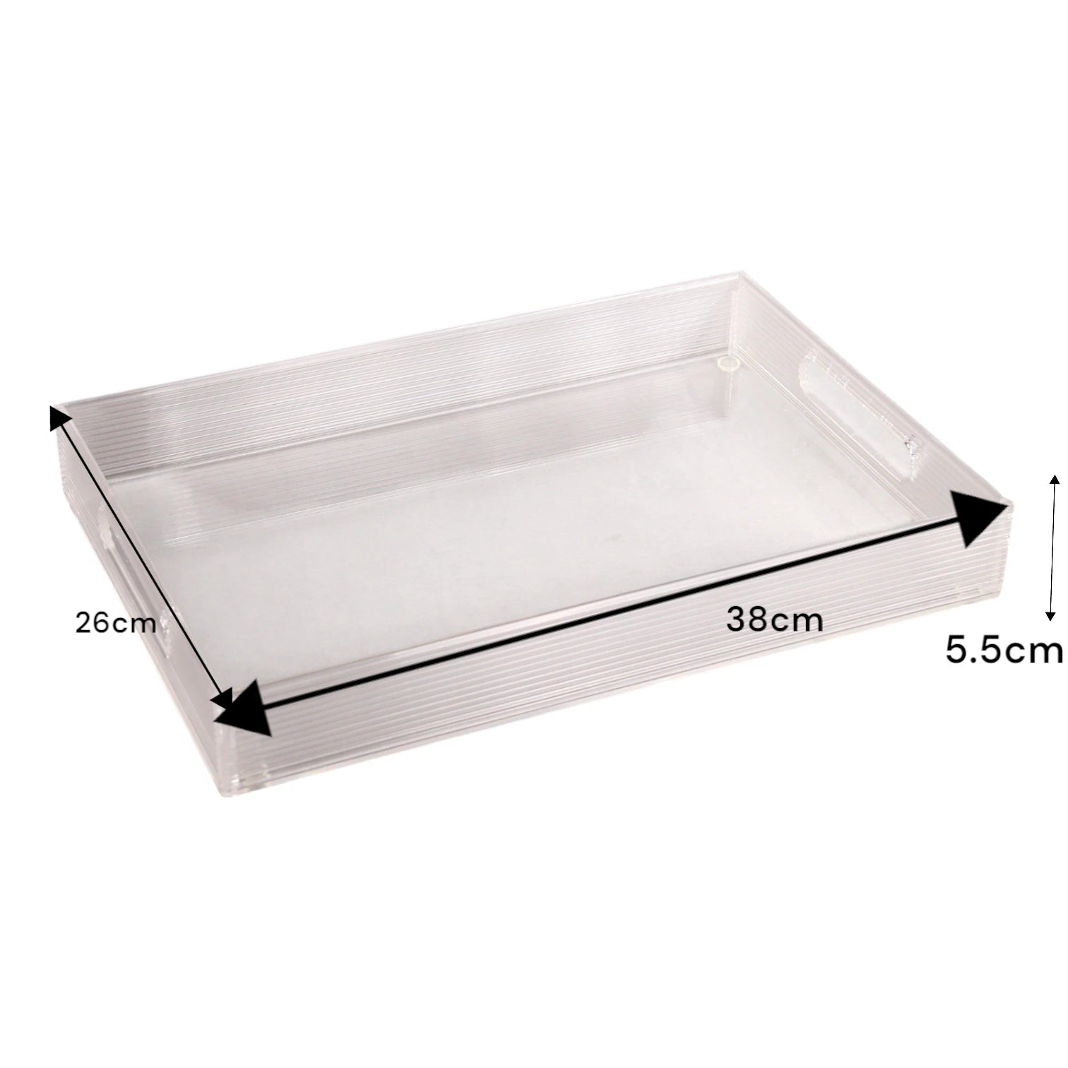 Vague Clear Acrylic Rectangular Serving Tray with Handles – Minimalist Organizer Tray for Home, Office, Kitchen & Events - Damoo