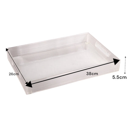 Vague Clear Acrylic Rectangular Serving Tray with Handles – Minimalist Organizer Tray for Home, Office, Kitchen & Events - Damoo
