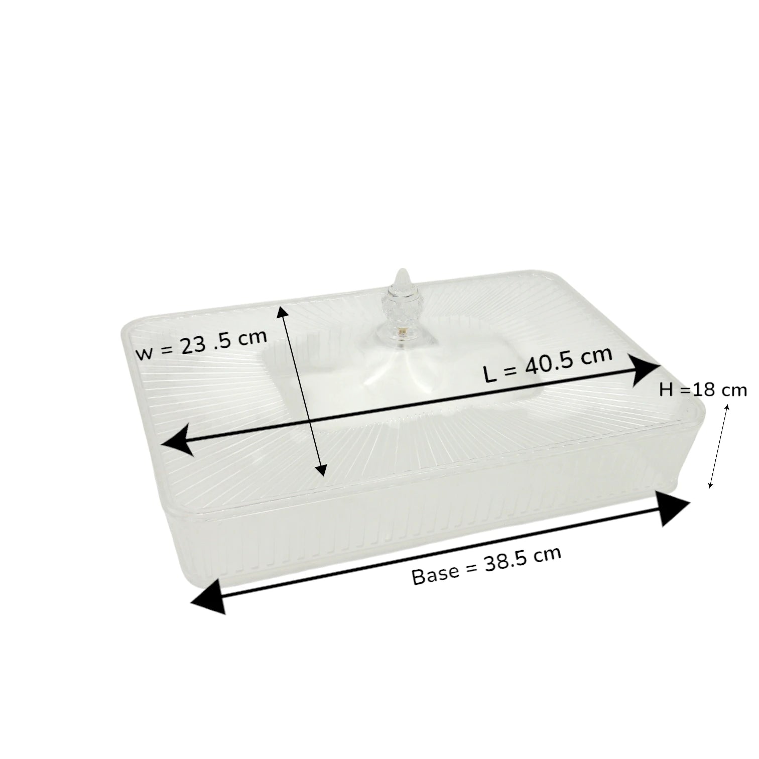 Vague Clear Acrylic Rectangular Serving Tray with Lid – Elegant Design, Durable & Lightweight, Ideal for Sweets, Snacks, or Display – Multipurpose Storage Box with Handle Lid - Damoo