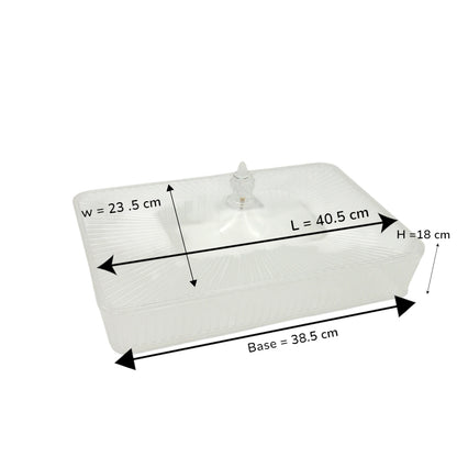 Vague Clear Acrylic Rectangular Serving Tray with Lid – Elegant Design, Durable & Lightweight, Ideal for Sweets, Snacks, or Display – Multipurpose Storage Box with Handle Lid - Damoo