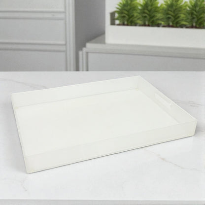 Vague Premium Clear Acrylic Serving Tray – Modern Rectangular Organizer Tray with Elegant Ribbed Edges & Built-In Handles – Perfect for Home, Office, Vanity, or Coffee Table Décor - Damoo