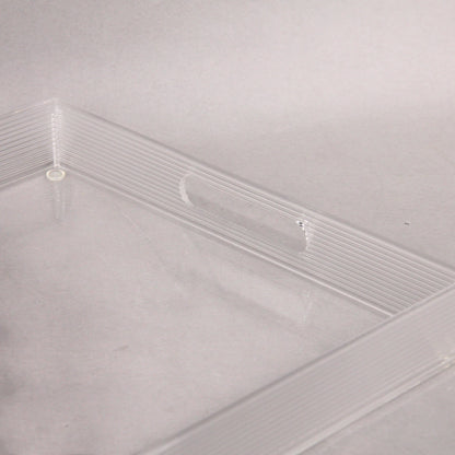 Vague Premium Clear Acrylic Serving Tray – Modern Rectangular Organizer Tray with Elegant Ribbed Edges & Built-In Handles – Perfect for Home, Office, Vanity, or Coffee Table Décor - Damoo