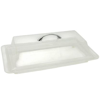 Vague Rectangular Bread Display Box with Clear Acrylic Lid – Stylish Covered Serving Tray for Bread, Pastries & Snacks – Ideal for Buffet, Bakery & Home Use - Damoo