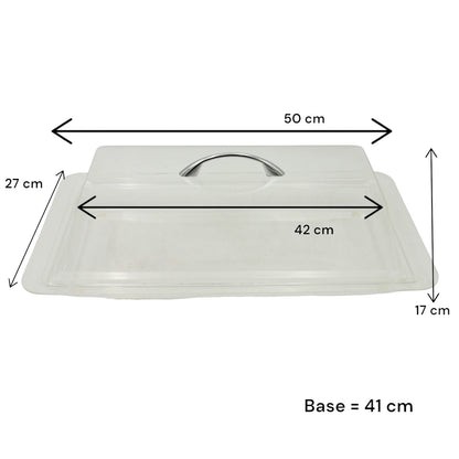 Vague Rectangular Bread Display Box with Clear Acrylic Lid – Stylish Covered Serving Tray for Bread, Pastries & Snacks – Ideal for Buffet, Bakery & Home Use - Damoo