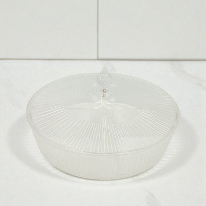 Vague Round Acrylic Sectioned Serving Tray with Lid – 5-Compartment Clear Organizer for Snacks, Sweets, or Dry Fruits – Elegant Display with Handle, Durable & Lightweight - Damoo