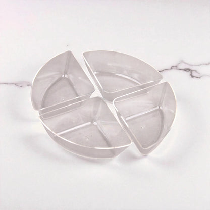 Vague Round Acrylic Sectioned Serving Tray with Lid – 5-Compartment Clear Organizer for Snacks, Sweets, or Dry Fruits – Elegant Display with Handle, Durable & Lightweight - Damoo