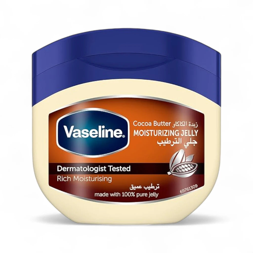 Vaseline Cocoa Butter Moisturizing Petroleum Jelly – Heals Dry, Damaged Skin - Non-Comedogenic & Hypoallergenic-250ml & 450 ml - Damoo