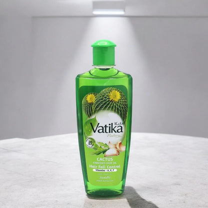 Vatika Naturals Cactus Enriched Hair Oil – 300ml | With Cactus, Ginger & Garlic Extracts | Strengthens Hair, Reduces Breakage & Boosts Shine | Sulphate & Paraben Free | For All Hair Types - Damoo