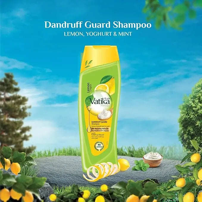 Vatika Naturals Dandruff Guard Shampoo | Twin Pack (2 x 400ml) | With Lemon, Yogurt & Mint | Anti-Dandruff, Itch Relief & Scalp Cooling Formula - Damoo