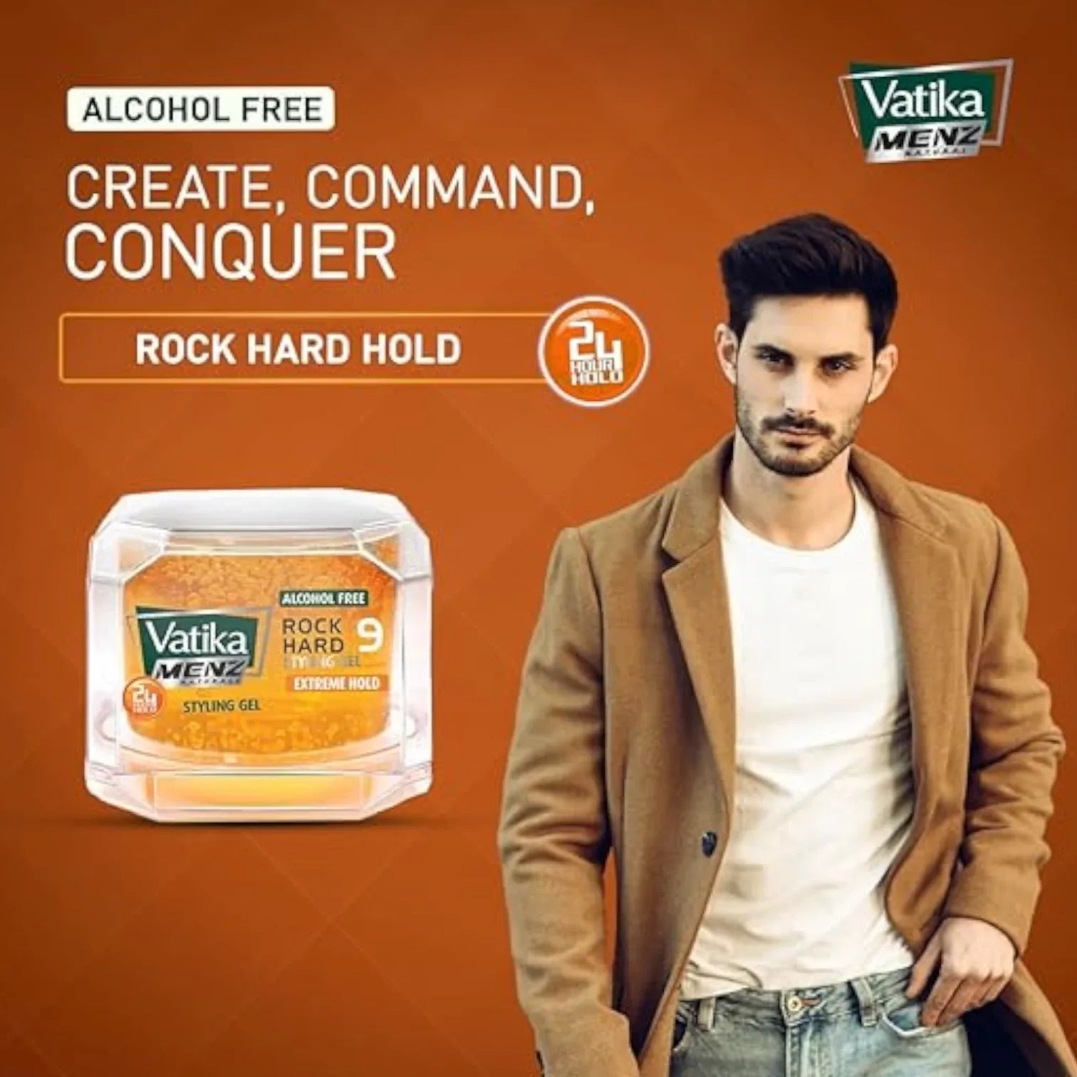 Vatika Naturals Extreme Hold Styling Gel – 2x250ml | Rock Hard Hair Gel with Cactus, Olive & Nettle Extracts | 24H Strong Hold | Alcohol-Free, No Residue - Damoo