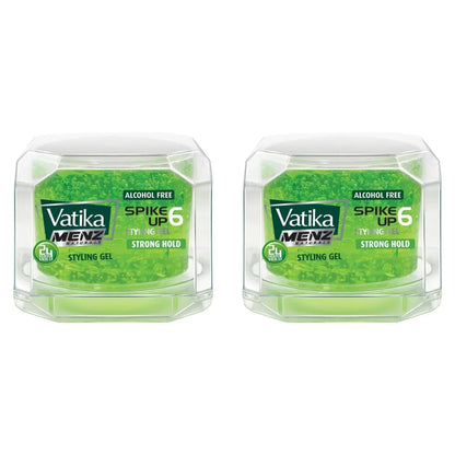 Vatika Naturals Menz Strong Hold Hair Gel – Super Value Pack of 2 (200ml Each) – Alcohol-Free Styling Gel with Lemon, Olive & Henna Extracts – 24 Hr Spike Hold, Shine & Nourishment - Damoo