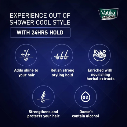 Vatika Naturals Menz Wet Look Hair Gel – Super Value Pack of 2 (200ml Each) – Alcohol-Free Styling Gel with Aloe Vera, Honey & Jarjeer – 24 Hr Hold & Splash Effect Shine for All Hair Types - Damoo