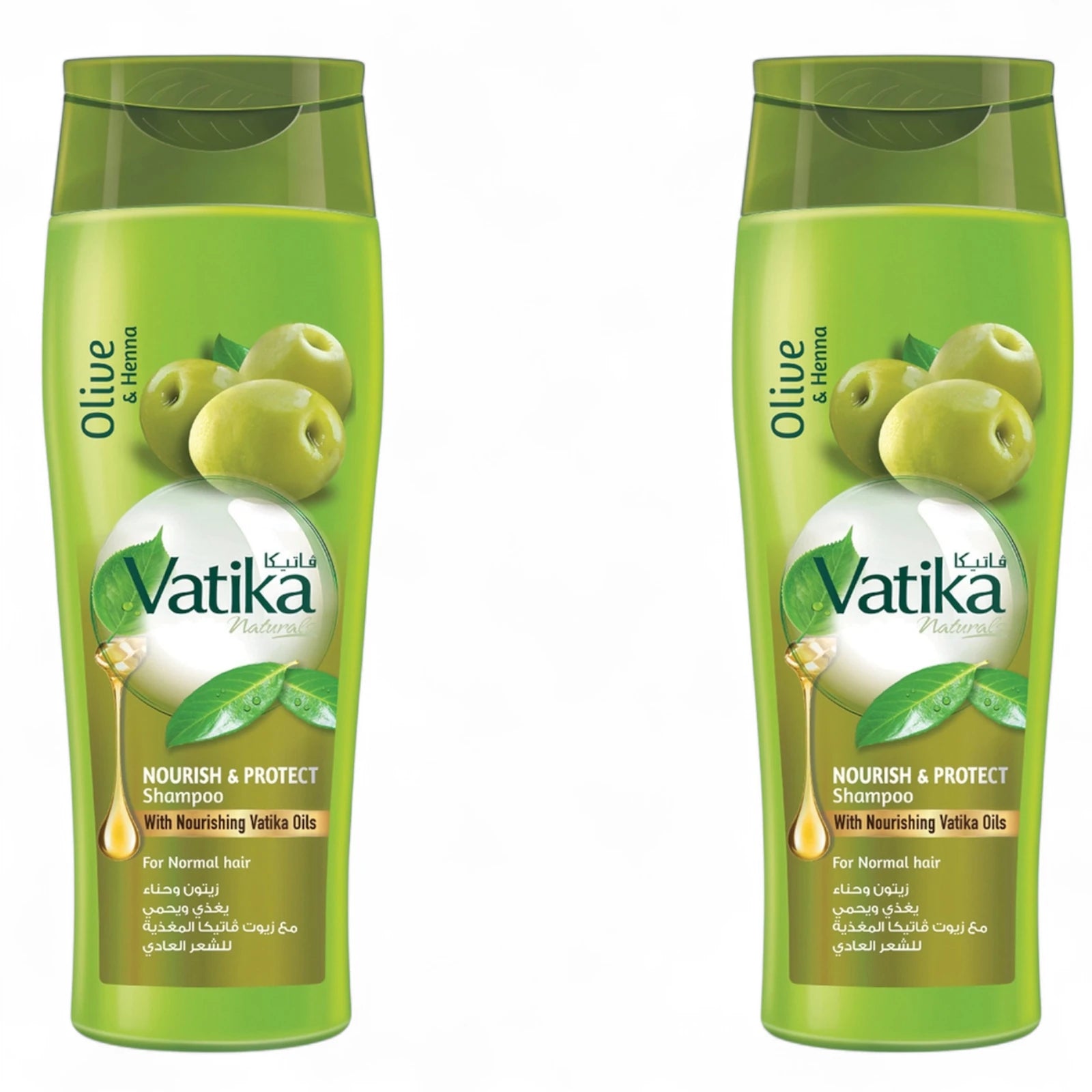 Vatika Naturals Nourish & Protect Shampoo | Twin Pack (2 x 400ml) | Enriched with Olive, Henna & Almond Extracts | For Normal Hair | With Nourishing Vatika Oils - Damoo