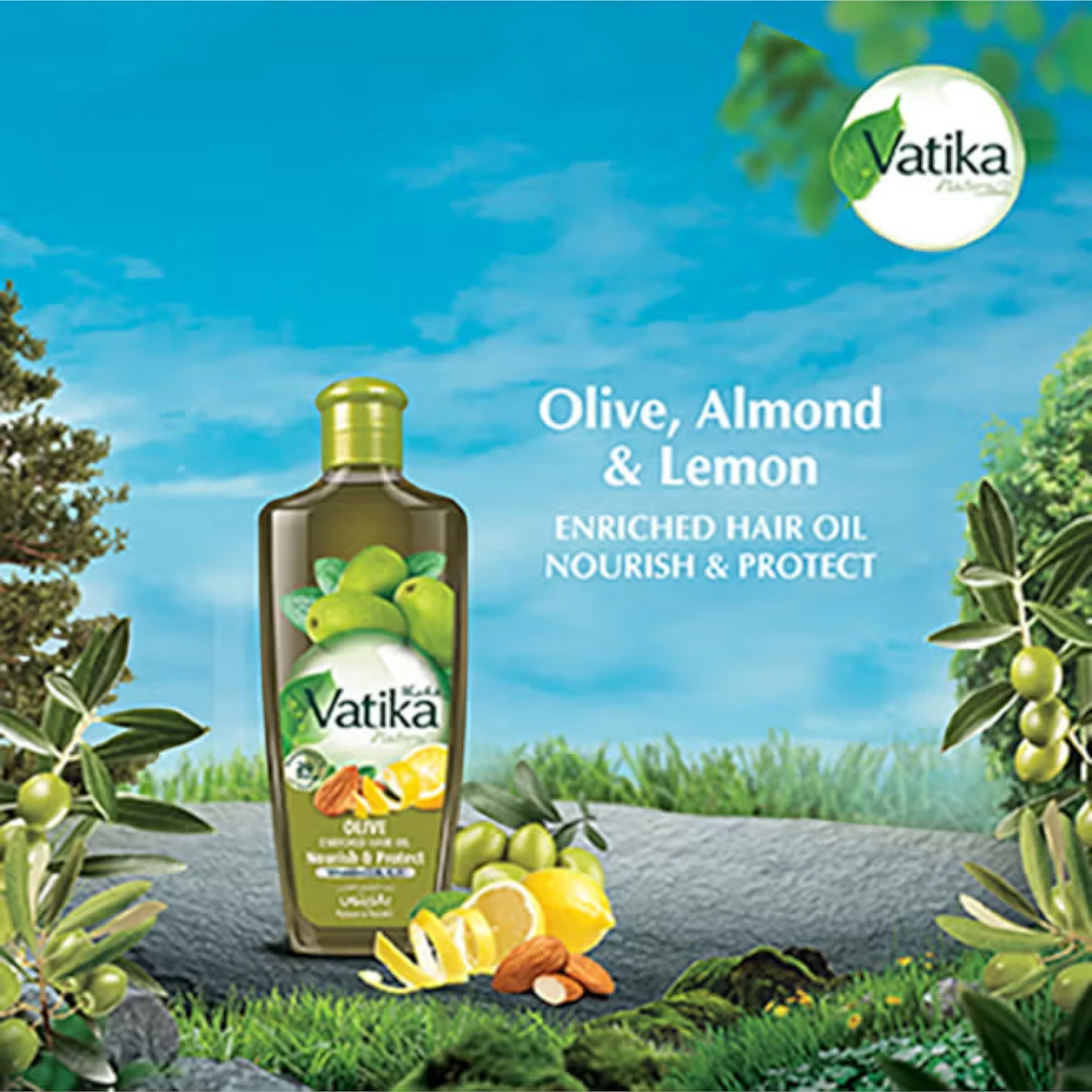 Vatika Naturals Olive Enriched Hair Oil – 300ml | With Virgin Olive Oil, Almonds, Cactus & Lemon | Nourishes, Protects & Strengthens Hair | For Dry & Dull Hair | Unisex - Damoo